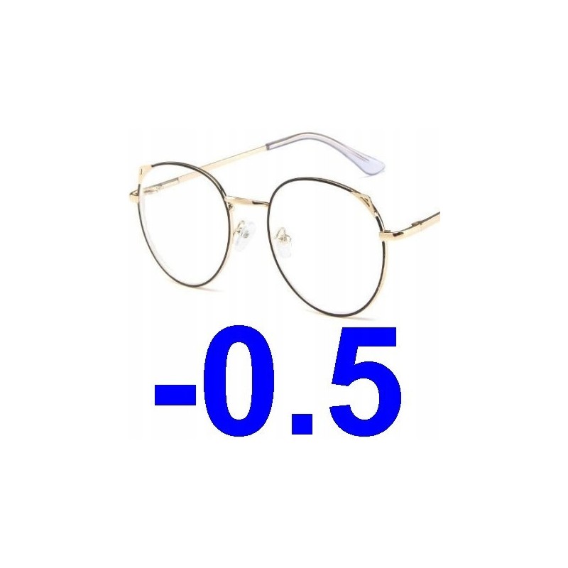 OKULARY metal KOREKCYJNE MINUSY kocie uszy -0.5