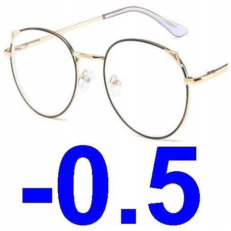 OKULARY metal KOREKCYJNE MINUSY kocie uszy -0.5