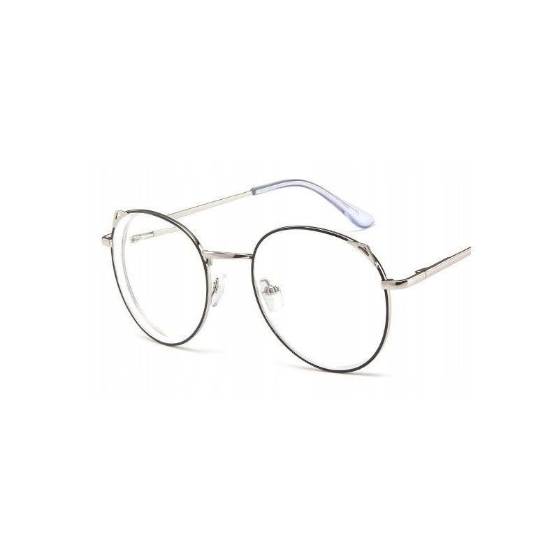 OKULARY MINUSY srebrne - czarne kocie uszy -2