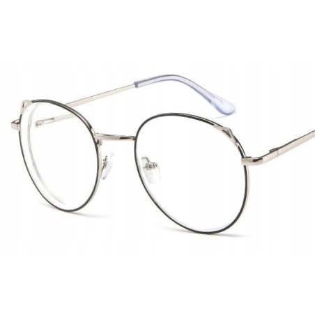 OKULARY MINUSY srebrne - czarne kocie uszy -2