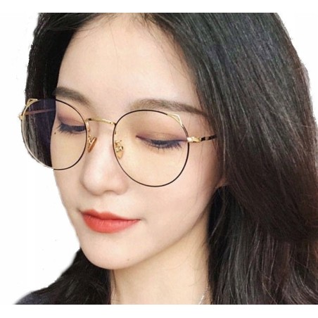 OKULARY metal KOREKCYJNE MINUSY kocie uszy -1 - -4