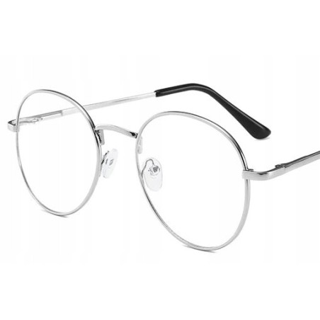 OKULARY metal KOREKCYJNE MINUSY - SREBRNE -6
