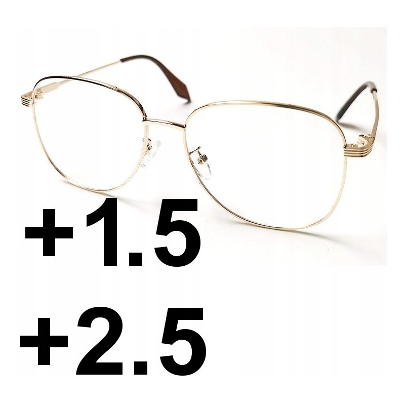 OKULARY dwuogniskowe metal DAL: +1.5, BLIŻ: +2.5