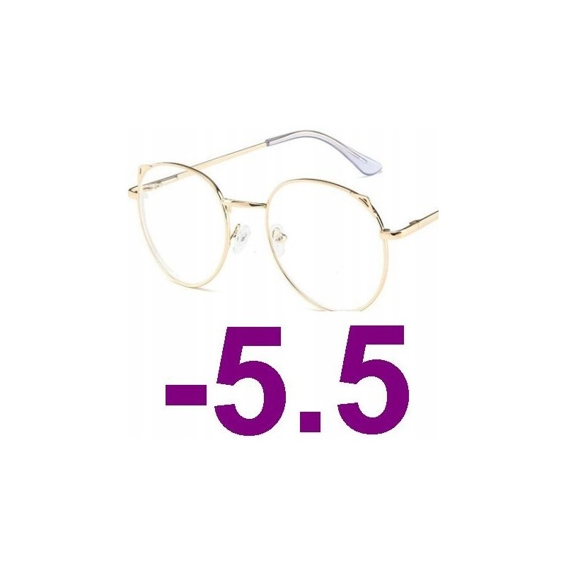 OKULARY metal KOREKCYJNE MINUSY kocie uszy -5.5