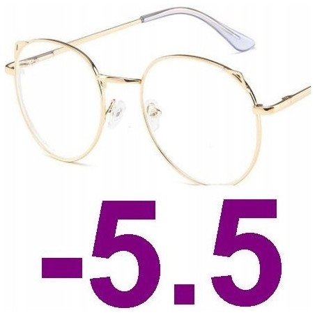 OKULARY metal KOREKCYJNE MINUSY kocie uszy -5.5