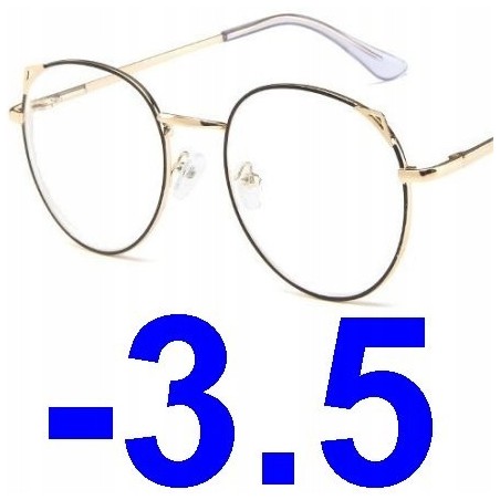 OKULARY metal KOREKCYJNE MINUSY kocie uszy -3.5