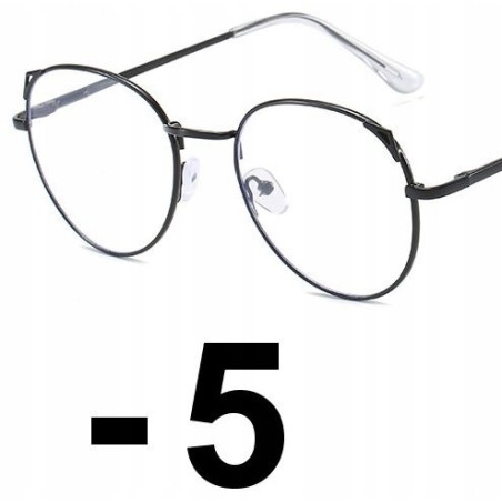 OKULARY metal KOREKCYJNE MINUSY kocie uszy -5