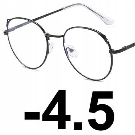 OKULARY metal KOREKCYJNE MINUSY kocie uszy -4.5