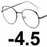 OKULARY metal KOREKCYJNE MINUSY kocie uszy -4.5