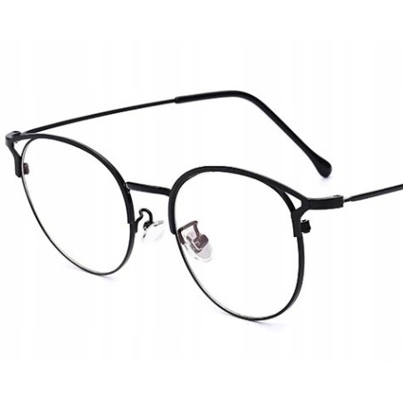 OKULARY minusy CZARNE kocie uszy zerówki anty blue