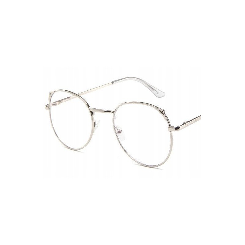 OKULARY MINUSY srebrne kocie uszy -1