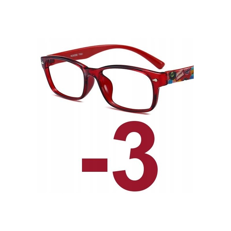 OKULARY KOREKCYJNE kujonki MINUSY czerwone -3
