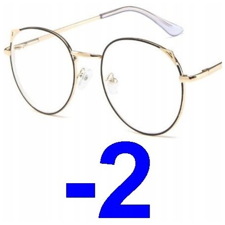 OKULARY metal KOREKCYJNE MINUSY kocie uszy -2