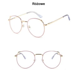 OKULARY metal KOREKCYJNE MINUSY kocie uszy od -6 do +4