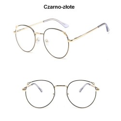 OKULARY metal KOREKCYJNE MINUSY kocie uszy od -6 do +4